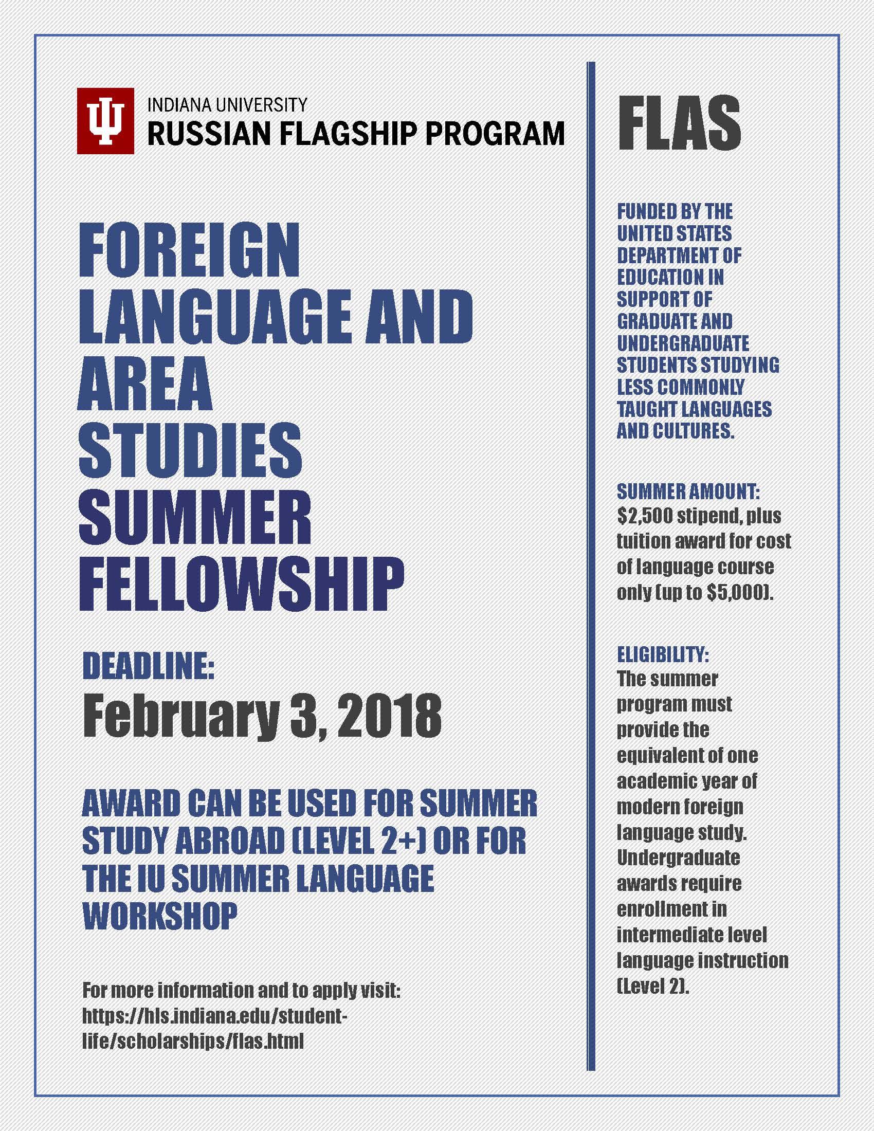 flyer for Foreign Language and Area studies summer fellowship