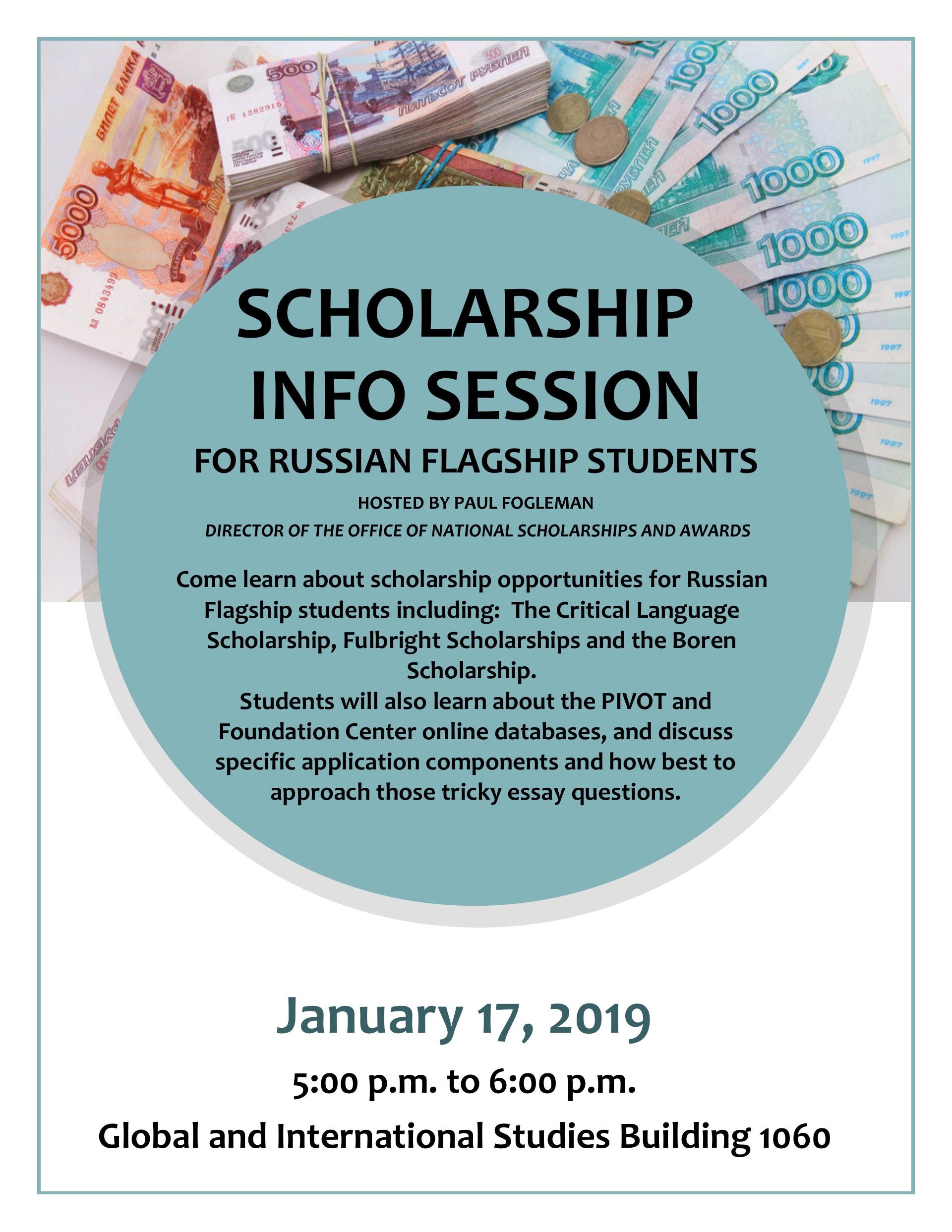 Flyer for scholarship information session